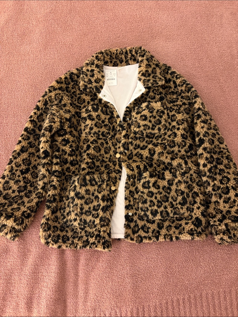 Crewcuts Leopard Print Faux Fur Jacket - Brown & Black